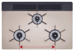 バーナー間が広く